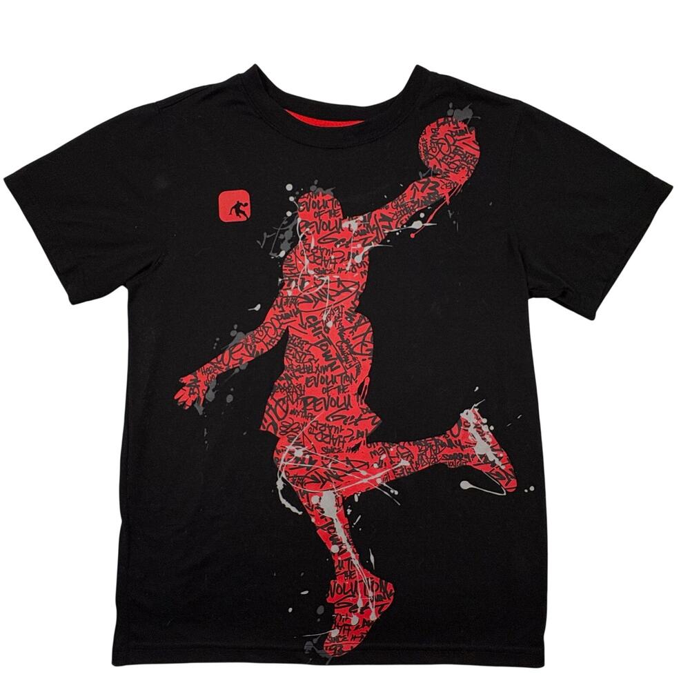And 1 Vintage Graphic T-shirt Boys L 10/12 Black Red Graffiti Basketball Y2K